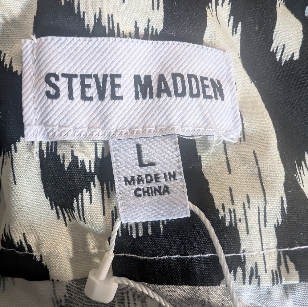 Steve Madden Black & Ivory Tie-Front Maxi Dress Size L - Picture 6 of 10